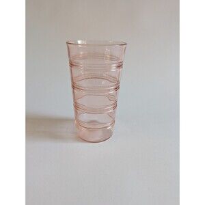 Hocking Glass Banded Rings Pattern Tumbler - Rare Pink